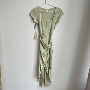Wilfred Light Sage Asymmetrical Knot-Front Dress